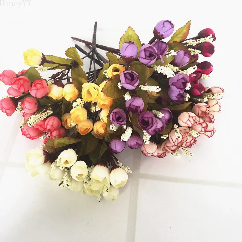 Tea Rose Hybrid Floral Bouquet Fake Flower Arrange Table Home Decor Party Accessory Flores Wedding | Дом и сад