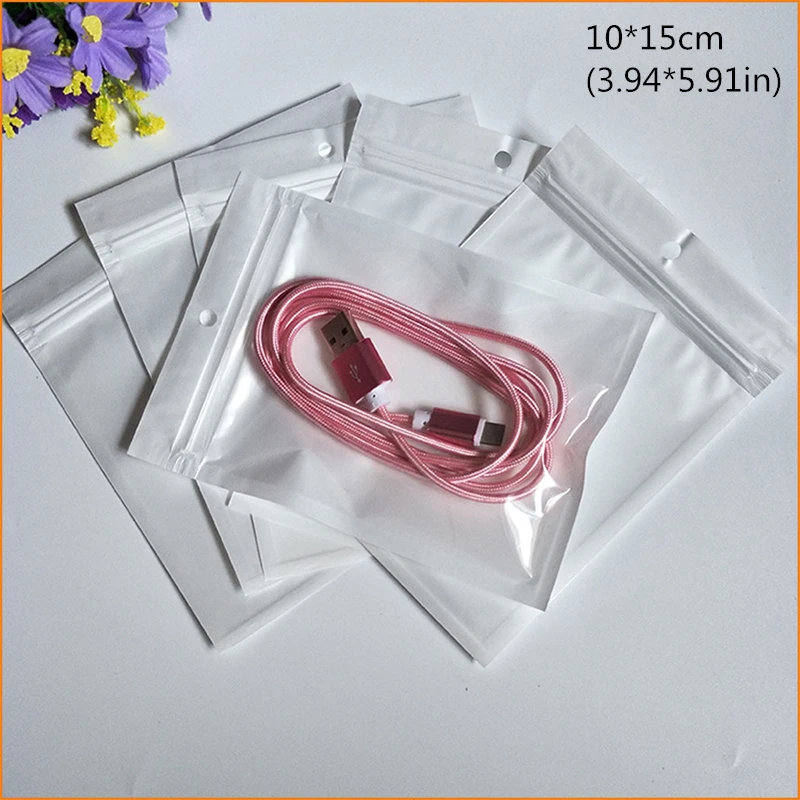 

20 Pcs/Lot White / Clear Reclosable Zipper Plastic Retail Packing Pack Bag Zip Lock Ziplock Bag Data Cable Headphone Cable Bag