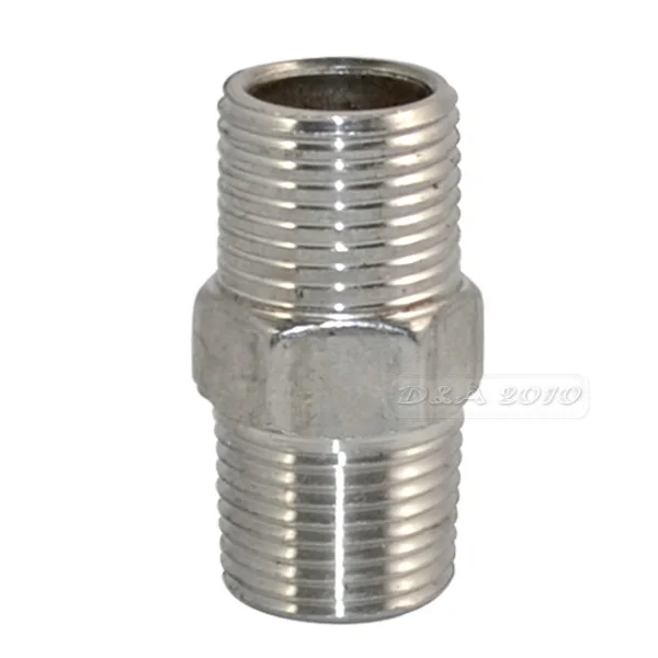 MEGAIRON 3/8" Male*Male Hex Nipple Stainless Steel SS304 M/M Threaded