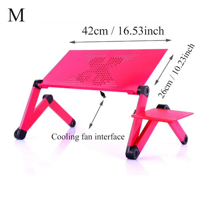Регулируемый Алюминий ноутбук стол эргономичный Портативный диванные Lapdesk лоток стол из поликарбоната стенд Тетрадь настольная подставка с Мышь Pad - Цвет: M