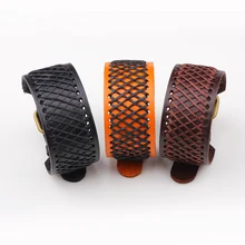 Moda Pulseiras De Couro Genuíno Punk Trançado fio Ampla Cuff Pulseiras & Pulseiras para Homens Jóias Acessórios Pulseira