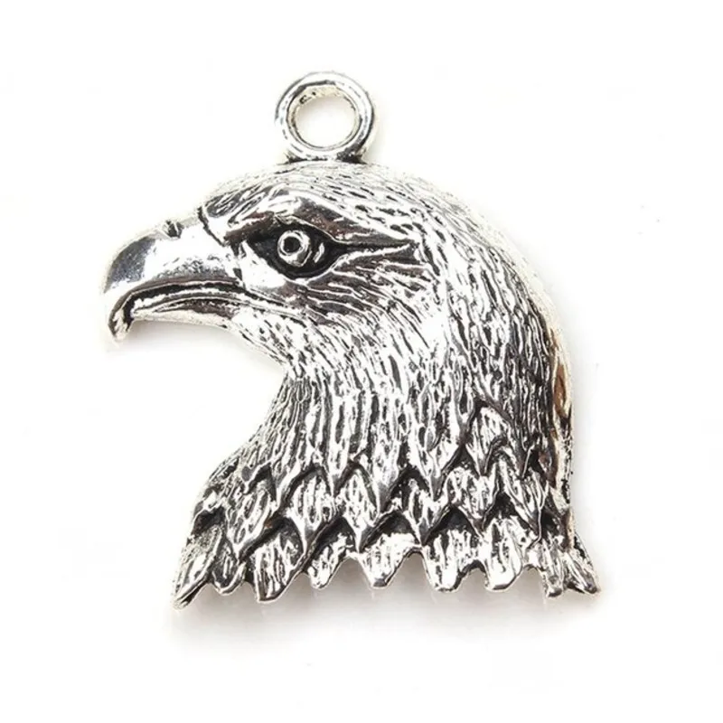 

10pcs/lot Glamorous Eagle Head Jewelry Antique Silvertone Brings Lucky Jewelry DIY Jewelry Accessories 23mm x 19mm Pendant
