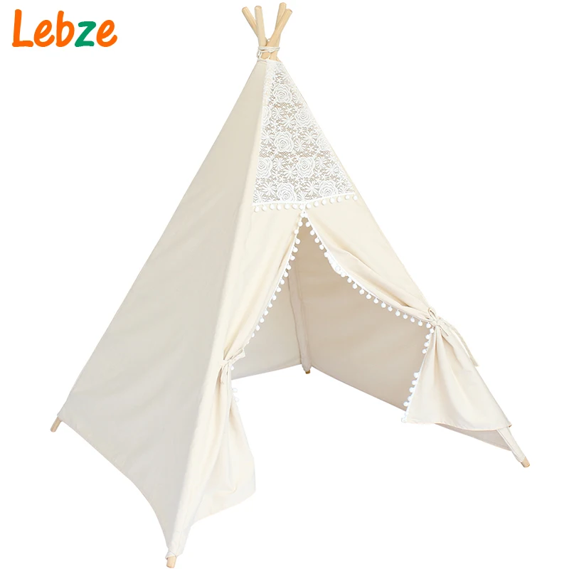 Кружева Tipi палатка для детей хлопок Teepees для детей игровой домик Складная Игровая палатка для ребенка для чтения уголок дополнительные 5 USD купон