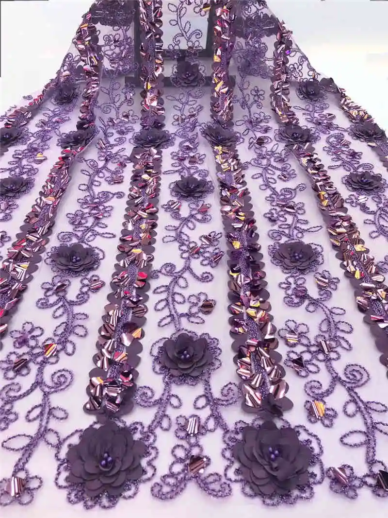 2019hot Sales Popular High Quality African 3d Applique Lace With Pearls
