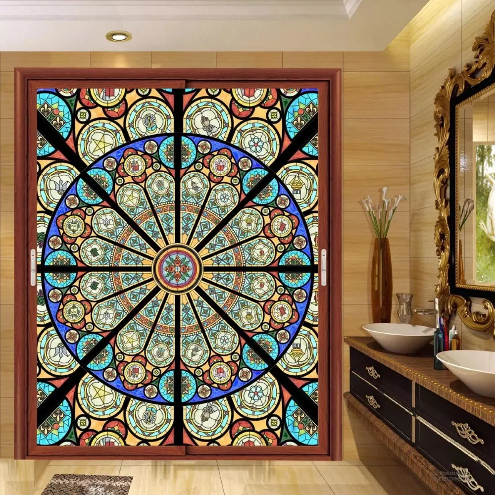 new custom size Church frosted stained glass window film Static Cling home foil door sticker PVC self-adhesive window films