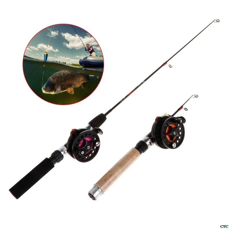 Fishing Rod With Fishing Reel Ultra Short Portable Mini Winter Outdoor Ice  Fishing EVA Handle 4B/3B Reels Professional Tackle