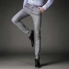 TANG клетчатые брюки деловые повседневные Большие размеры Свадебный брючный костюм мужские брюки модные брюки мужские летние деловые штаны тонкие