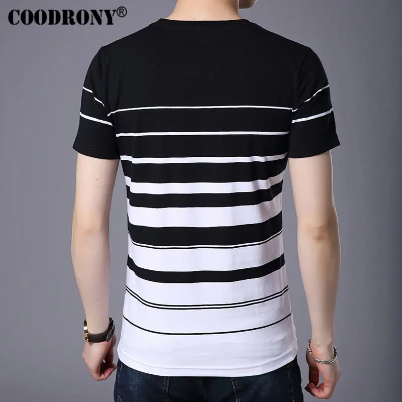 COODRONY Cotton Short Sleeve T-Shirt Men Brand Clothing 2018 Spring Summer New Fashion Striped Print O-Neck Tee Shirt Tops S7633 COODRONY Cotton Short Sleeve T-Shirt Men Brand Clothing 2018 Spring Summer New Fashion Striped Print O-Neck Tee Shirt Tops S7633