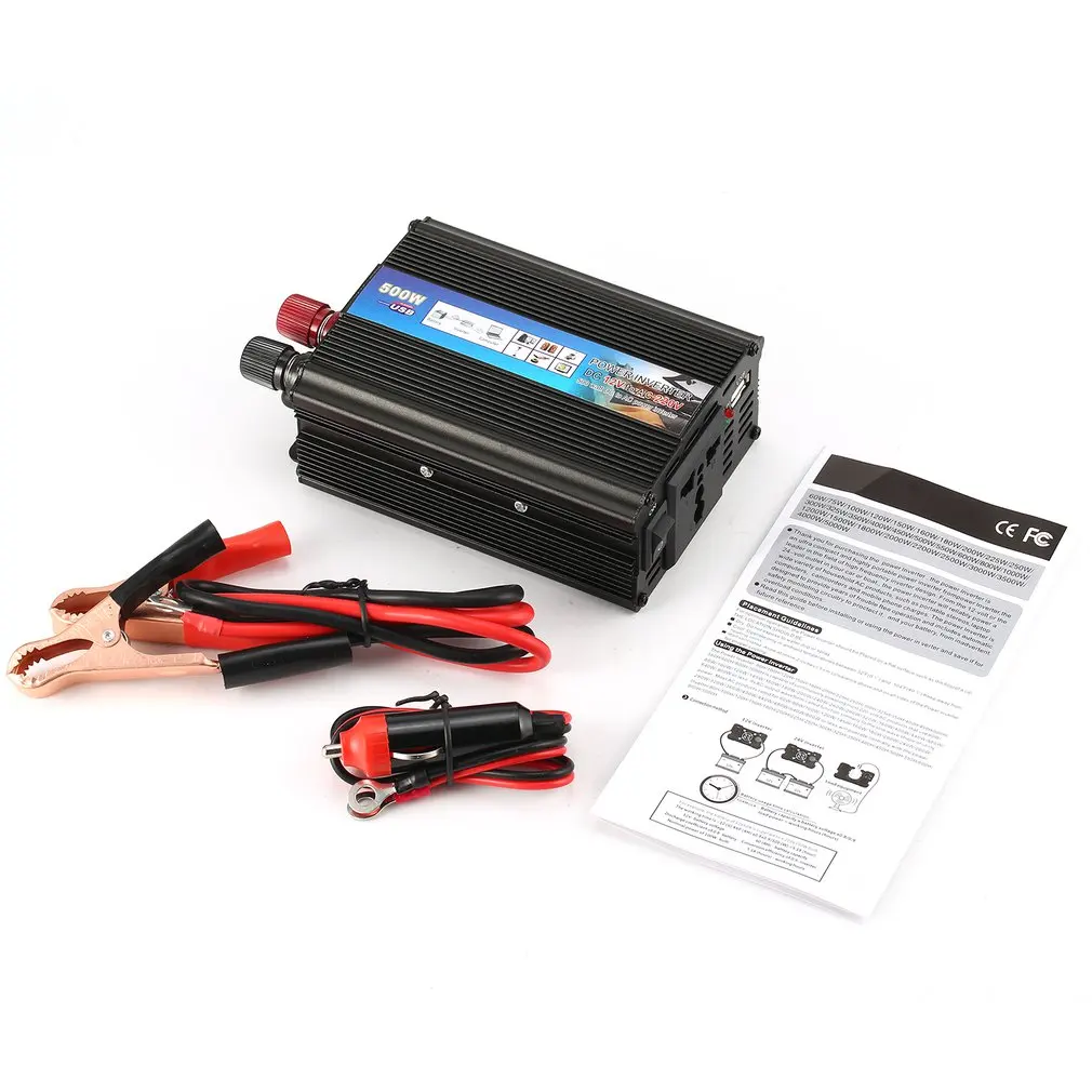

500W Car Power Inverter Auto DC 12V To AC 220V USB Charger Adapter Solar Outlet Cigarette Lighter Plug Modified Sine Wave