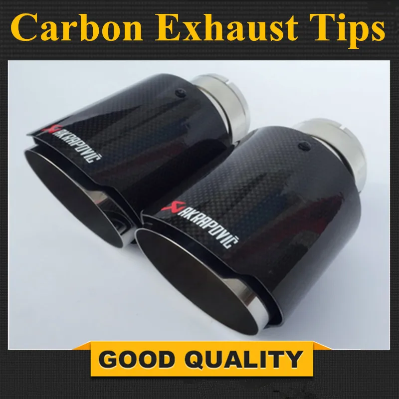 

2 Pcs Factory sale 101MM out glossy muffler CAR MODIFIDE MUFFLER pipe Akrapovic Carbon Fiber Exhaust Tip/Muffler Stainless Steel
