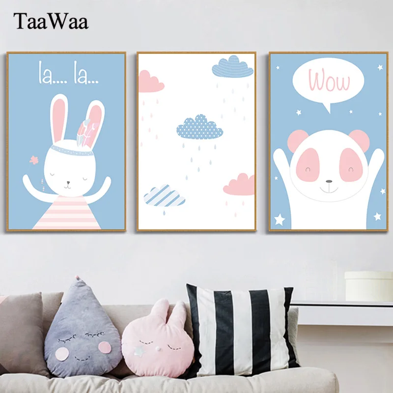 

kids Wall Art Baby Animal Room Decor Cartoon Painting Nursery Poster and Print Nordic Style Picture Home Bedroom Child Room