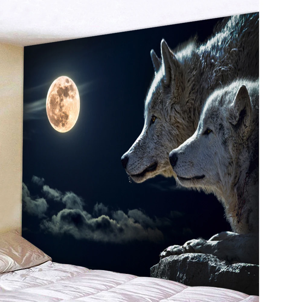 wolf wall carpet tapiz colgante dorm decor wall hanging bohemian decor bedroom living room tapiz pared tela