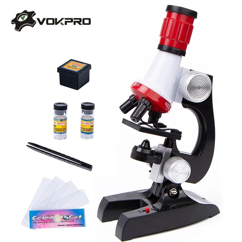 

1200X-400X-100X Microscope Kit Lab LED Home School Science Educational Kids Toy Gift Refined Biological Microscope For Children