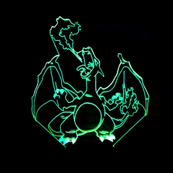

Pocket Monster Series Touch 3d Led Visual Desk Lamp Fire breathing Dragon 3d Nightlight Decorative Table Lamp