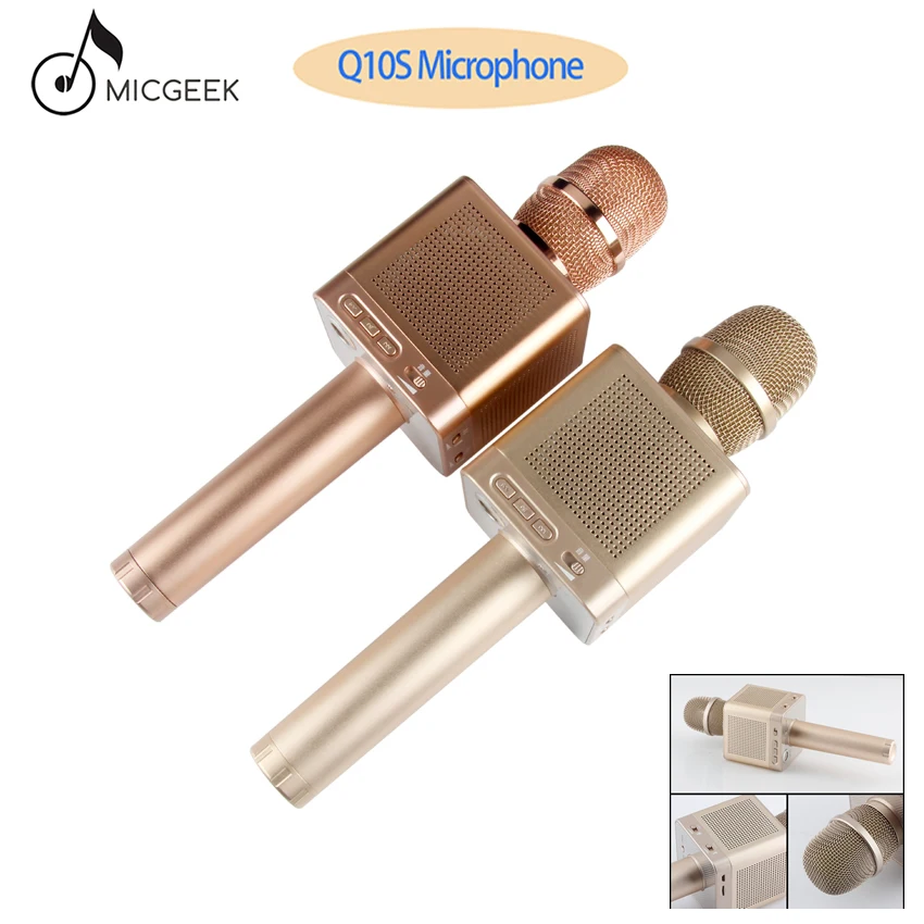 

Original MicGeek Q10S Wireless Bluetooth Handheld Microphone Family Karaoke KTV Stereo Music Player for Android IOS Smartphone