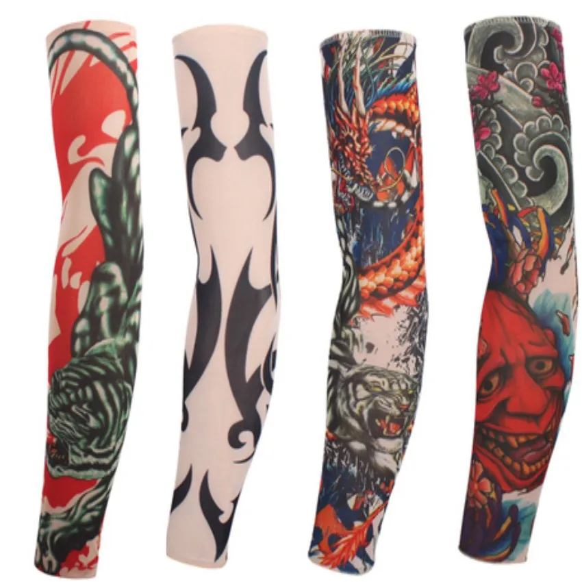 

6pcs/lot Fake Temporary Tattoo Sleeves For Arm Leg Women and Men Cool Mesh Stretchy Arm Stockings