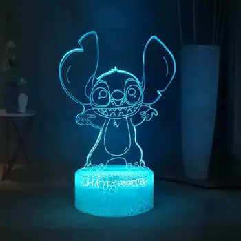

Cute 3D Visual Lamp Lilo & Stitch USB Touch LED Baby Sleep Night Light Kawaii little blue alien monster Stitch lamp Toy