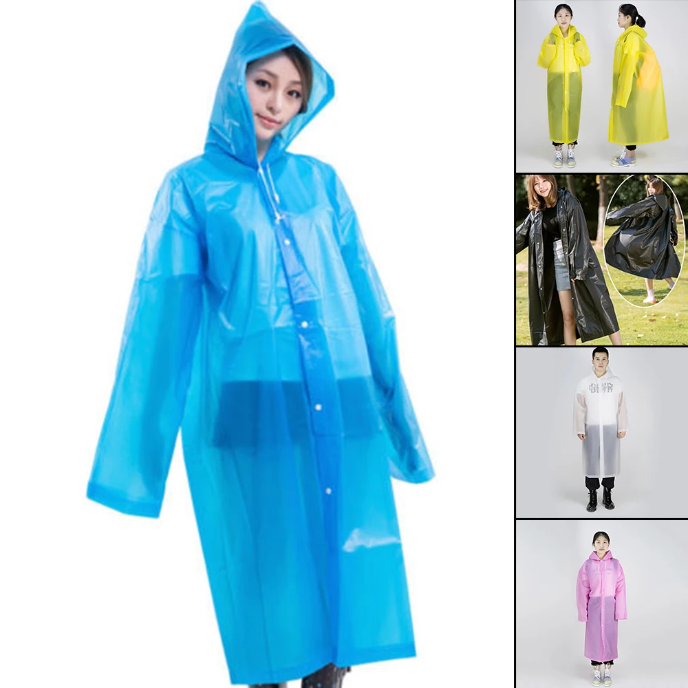 Fashion Women Men EVA Transparent Raincoat Portable Outdoor Travel