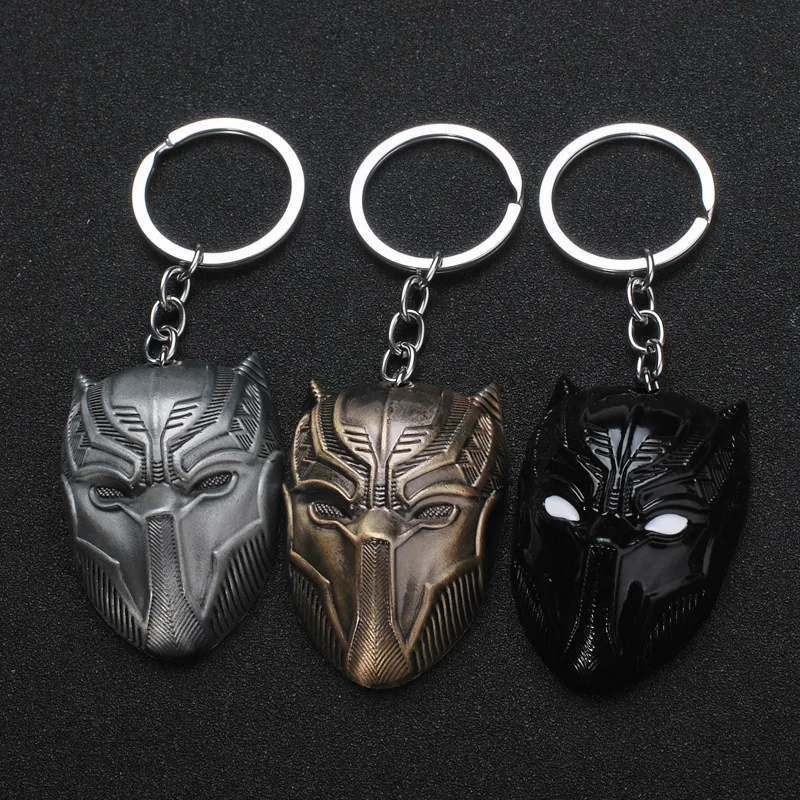 

2019 Avengers 3 Captain America Civil War Metal Key Chain Copper And Silver Black Panther Mask Key Chain For Men And Women