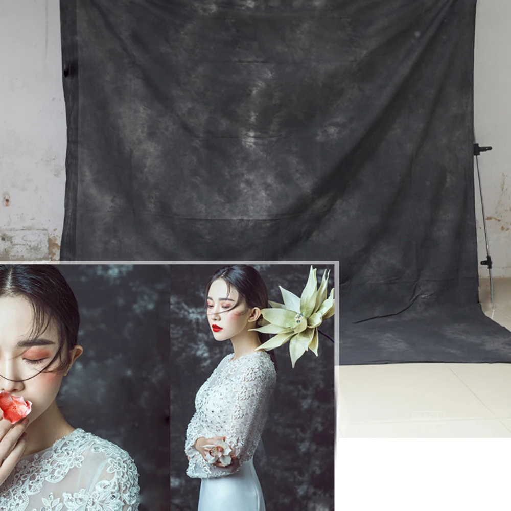 

Hand Dyed Grey Muslin Photo Backdrop Cotton Hand Painted Background Glare-Free Photography Studio Screen 7x10ft F-5553