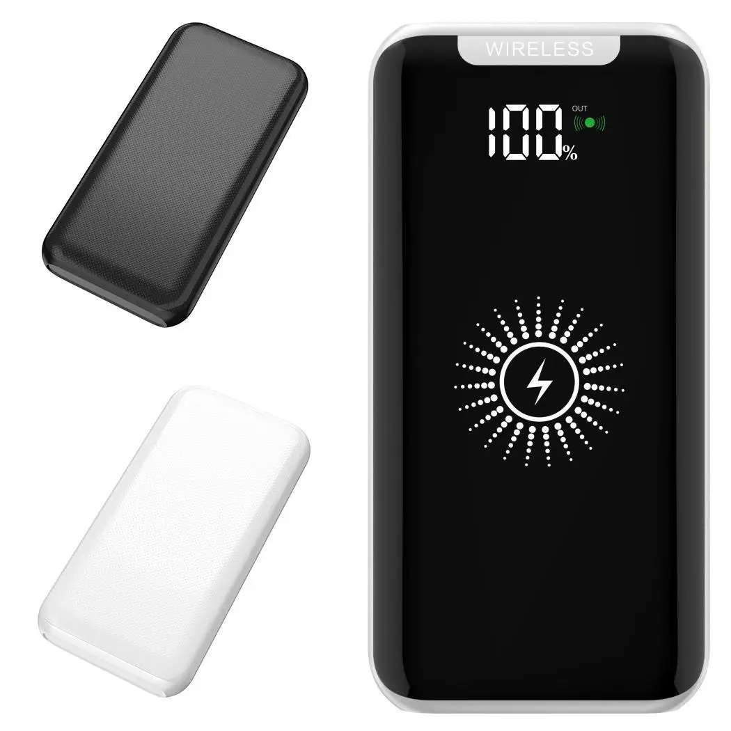 

2 in 1 Portable 10000mAh Power Bank USB Smart Wireless Charger Mobile Power Bank LCD Display External Battery Charger For iPhone