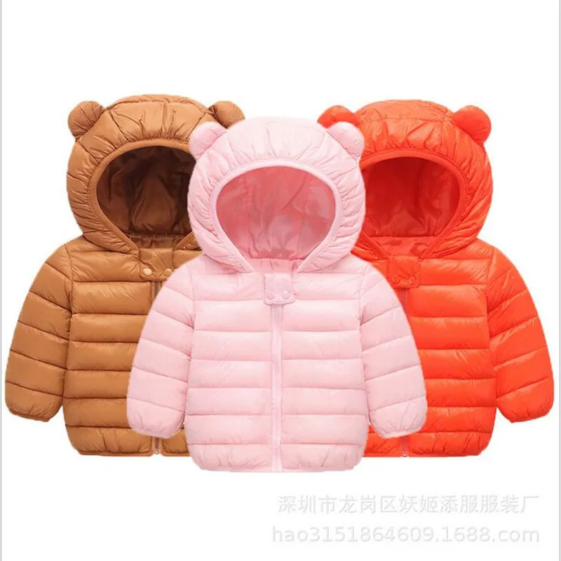

children's winter Kids solid color Down & Parkas Baby for girls boys parka Outerwear Hoodies warm coat 2018