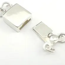Натуральная чистого твердого 925 пробы серебряный с застежкой "Лобстер" 7,5 мм Серебряный квадрат застежка для серебряные ювелирные изделия изготовление 5 компл./лот