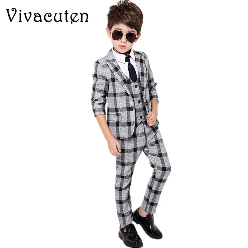 Gentleman Boys Plaid Blazer Vest Shirt Pants 4pcs Suit Set Formal Suits for Weddings Boys Tuxedo Kids Party Clothing Sets F024 Gentleman Boys Plaid Blazer Vest Shirt Pants 4pcs Suit Set Formal Suits for Weddings Boys Tuxedo Kids Party Clothing Sets F024