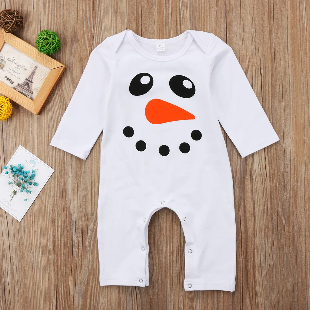 Новая милая Одежда для новорожденных девочек и мальчиков комбинезон «Снеговик» цельный комбинезон