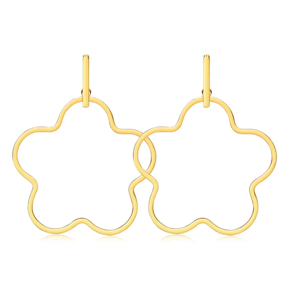 

Korean fashion titanium steel flower earrings female stainless steel jewelry big heart earrings men accessories women gifts