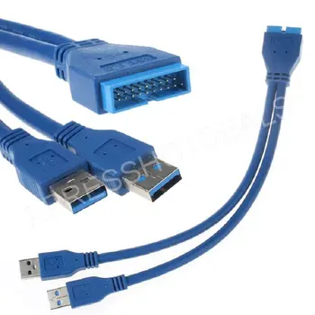 

2 Ports USB 3.0 A Type Male to Motherboard 20 Pin Header Male Cable