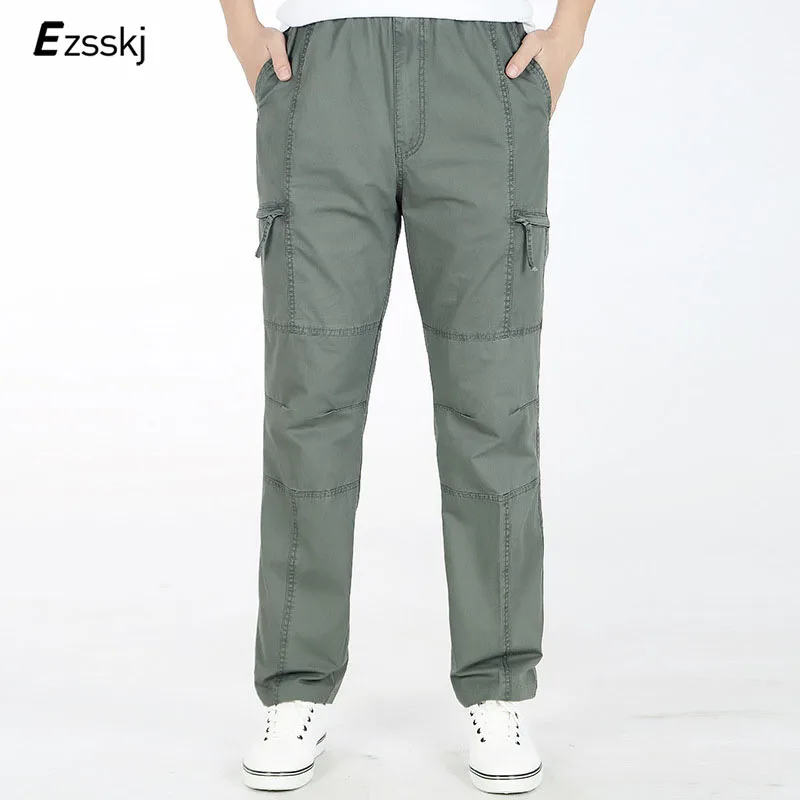 

2018 Men 6XL Cotton Cargo Plus Size Pants Spring Summer Casual Pants Big Size Overalls Workwear Trousers With Zipper