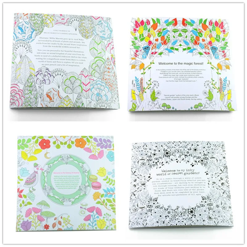 100PCS LOT 24 Pages Secret Garden Fantasy Dream Enchanted Forest Animal Kingdom Coloring Book Adult Relieve Stress Painting In Books From Office