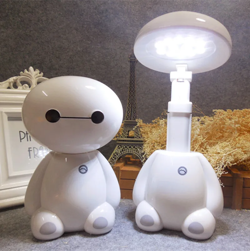 Милый мультяшный светодиодный перезаряжаемый Настольный светильник Baymax гибкая
