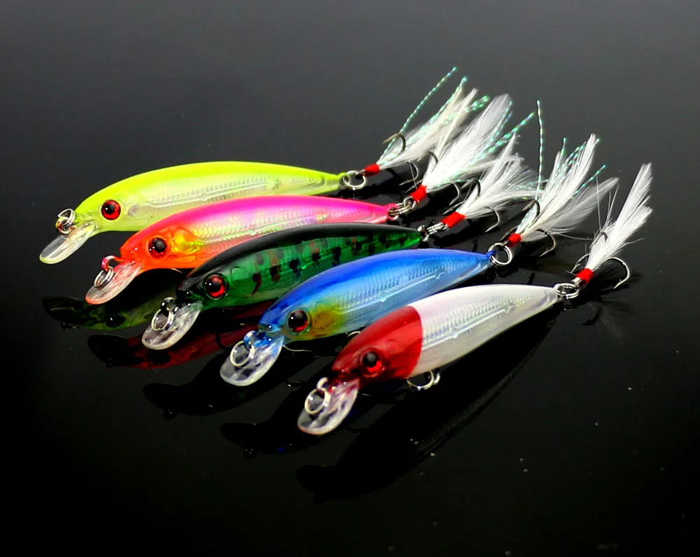 

5pcs New Minnow Fishing Lure Hard Plastic Bait 9cm 8g Sea Bass Pike Trout Artificial Bait Laser Lure Fishing Wobblers