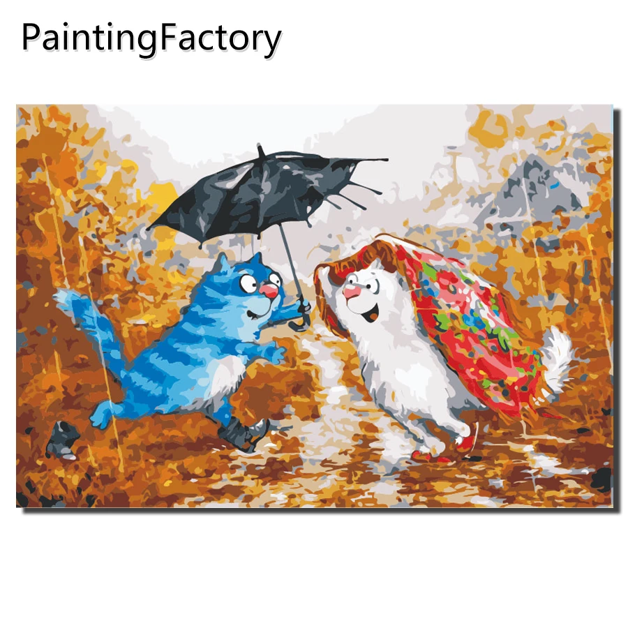 

Frame Lovely White Cat Painting By Numbers Blue Kit Animals Diy Handpainted Oil Painting Unique Gift For Home Decoration