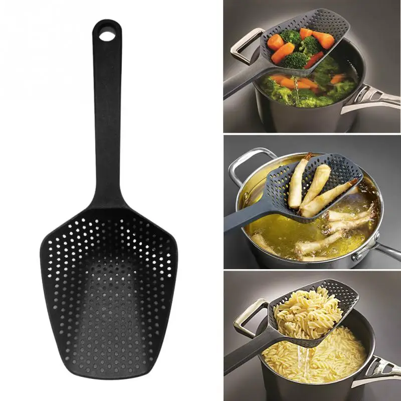 

Nylon Strainer Scoop Colander Kitchen Accessories Gadgets Drain Veggies Water Scoop Gadget Cooking Tools Black Large