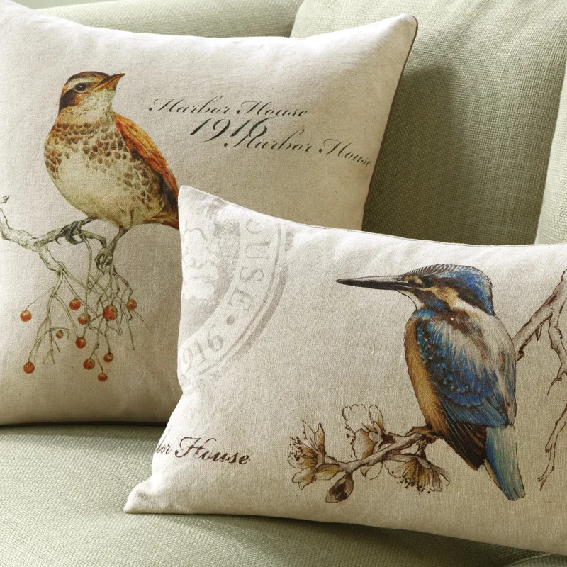 Harbor house bird print cushion cover pillow cover pillowcasein