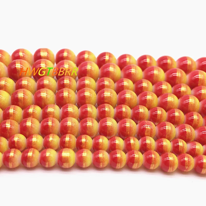 

Wholesale 6/8/10/12mm Three-colour Glass Beads Loose Spacer Painted Pearl Charm DIY Jewellery Making #01