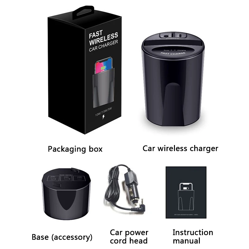 

1PC Car Wireless Fast Charger Cup for iphone 8 X Charge holder Charge Stand for Apple XS MAX/XR/X/8 PLUS samsung note10/9 New