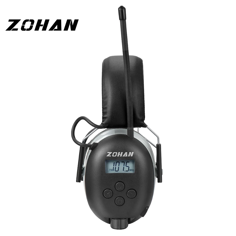ZOHAN Digital AM/FM Stereo Radio Ear Muffs NRR 24dB Ear Protection for Mowing Professional Hearing Protector Radio Headphone ZOHAN Digital AM/FM Stereo Radio Ear Muffs NRR 24dB Ear Protection for Mowing Professional Hearing Protector Radio Headphone