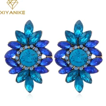 XIYANIKE New Colorful Flower Big Brand Design Luxury Acrylic Crystal Gem Earrings For Women Statement Jewelry Gift Brinco E589