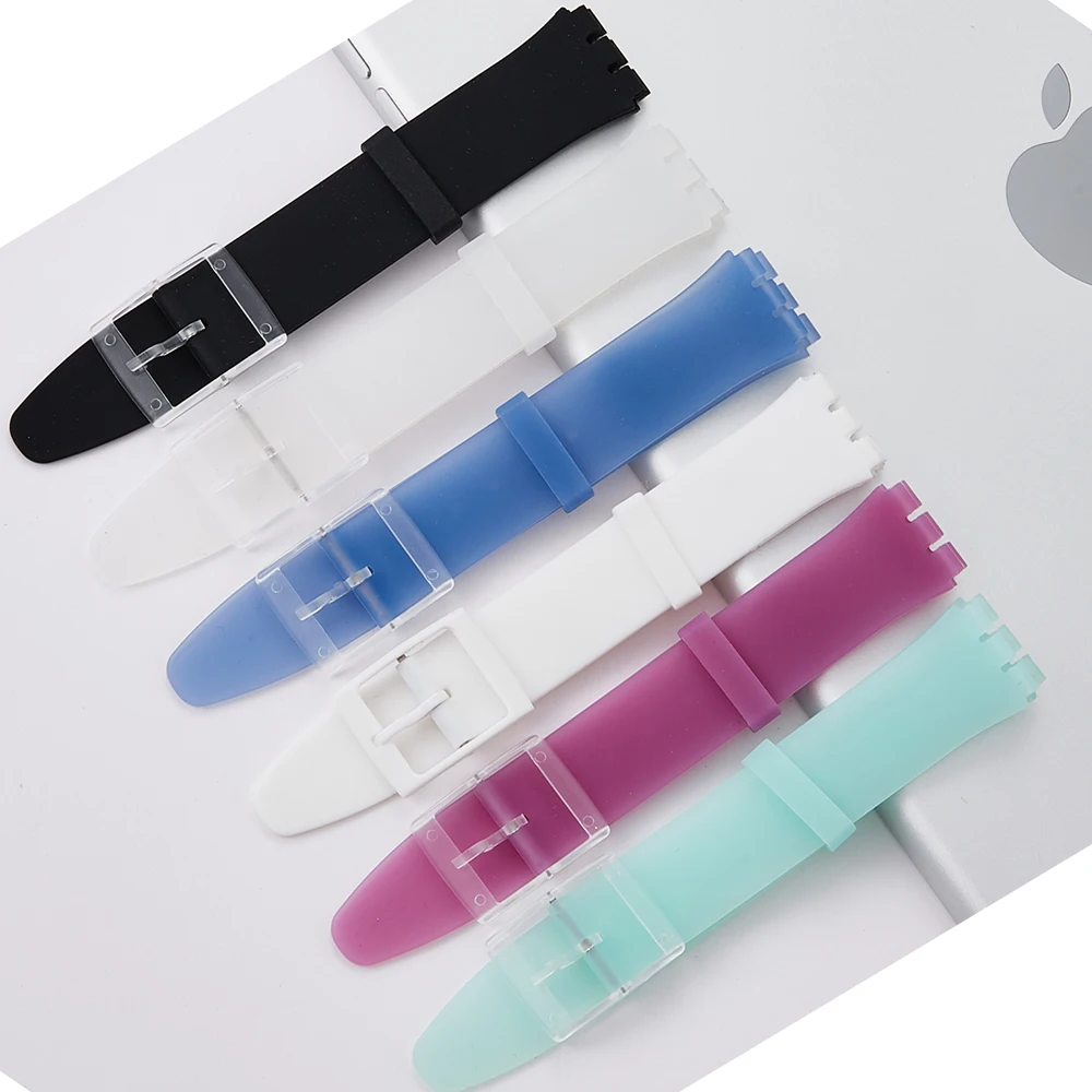 Ремешок сменный силиконовый для часов Swatch ультратонкий резиновый браслет с