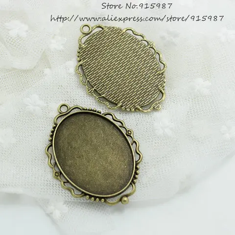 

Sweet Bell 10pcs Antique bronze Metal Filigree Lace 40*54mm (Fit 30*40mm Dia) Oval Cabochon Pendant Settings Blank Charms 6D1052