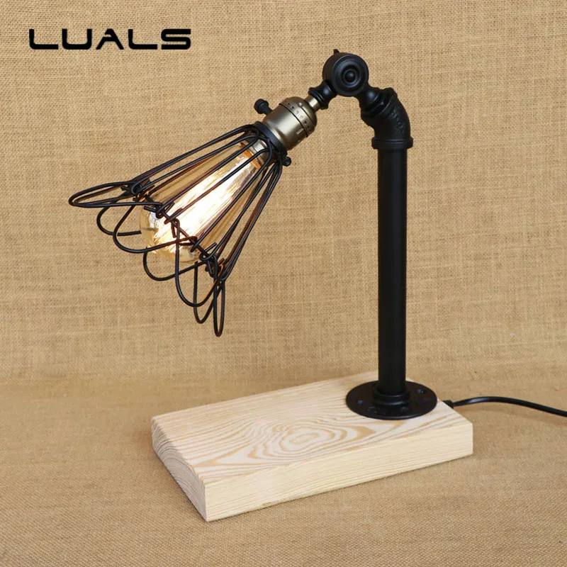 

Adjustable Iron Lampshade Retro Table Lamp Loft Industrial Deco mesa Desk Lamp For Cafe Bar LED Desk Light Indoor Art Lighting
