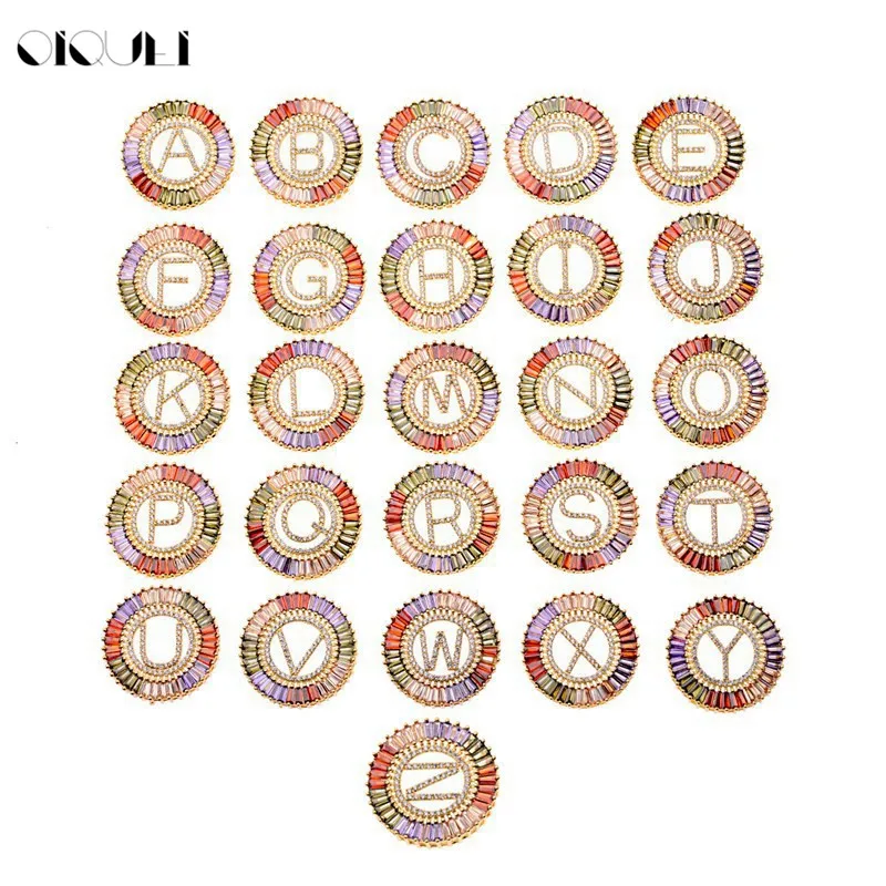 

OIQUEI Charms Cubic Zirconia 26 Alphabet Connectors CZ A-Z Initials Letter Spacer Beads For DIY necklace Jewelry Making Findings