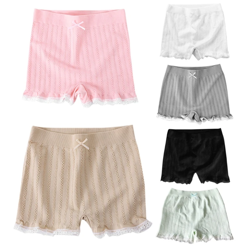 Модные новые эластичные обтягивающие шорты для женщин и девочек, кружевная Полосатая юбка под юбку, короткие штаны для мальчиков с бантом, 6 цветов, высокое качество