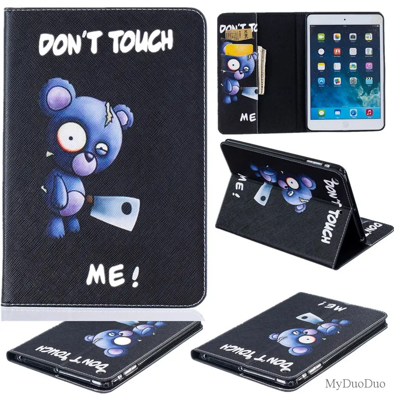 mCute Bear Black Wallet Case For Ipad Mini 2 Case For Ipad Mini  Mini 1 Mini 2 Mini 3 Case Butterfly Flower PU Leather Cover  (62)