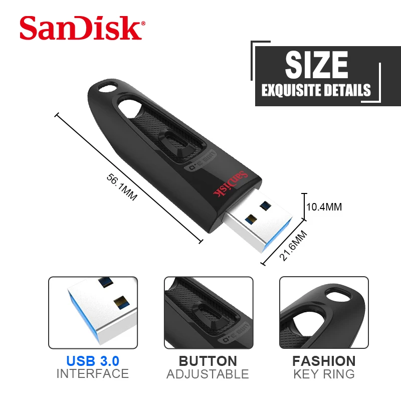 SanDisk CZ48 флеш-накопитель USB 3,0 диск 128 Гб 64 ГБ 32 ГБ 16 ГБ флеш-накопитель крошечная Флешка карта памяти устройство для хранения флэш-накопитель