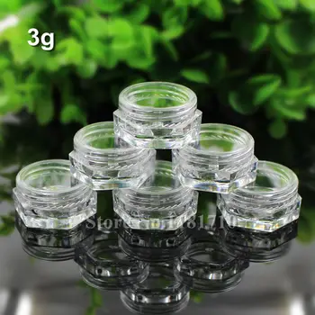 

48PCS 3g/3cc/3ml Small Clear Plastic Cosmetic Pot Jars Eyeshadows Makeup Face Cream Lip Balm Containers Pots Nail Art Storage